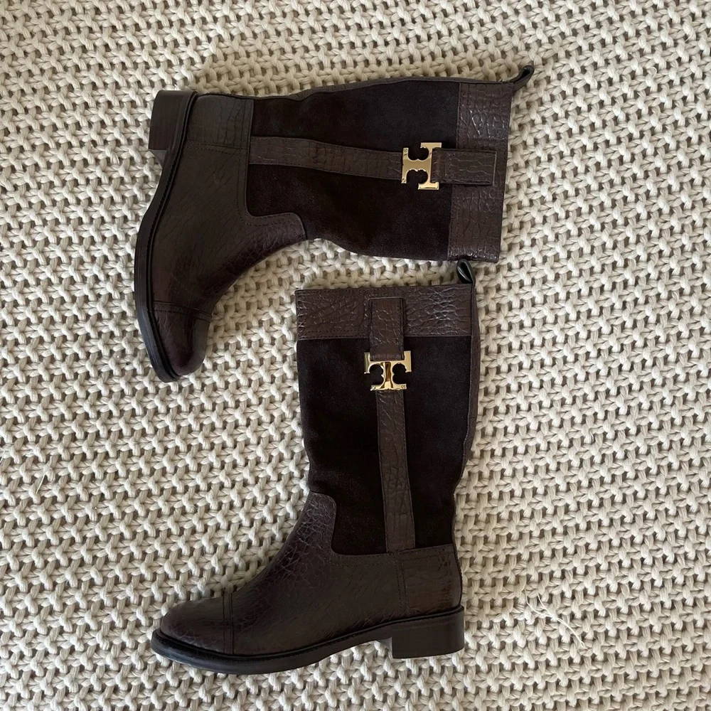 Tory Burch Brown 'corey' Leather Suede Boots - Picture 15 of 15